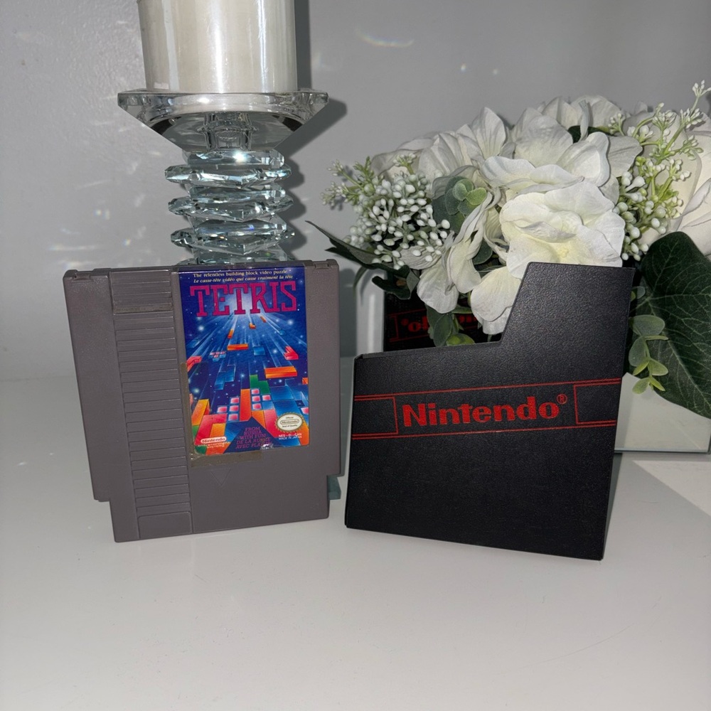 Nintendo NES Tetris Cartridge with Black Gray Sleeve - Black Gray